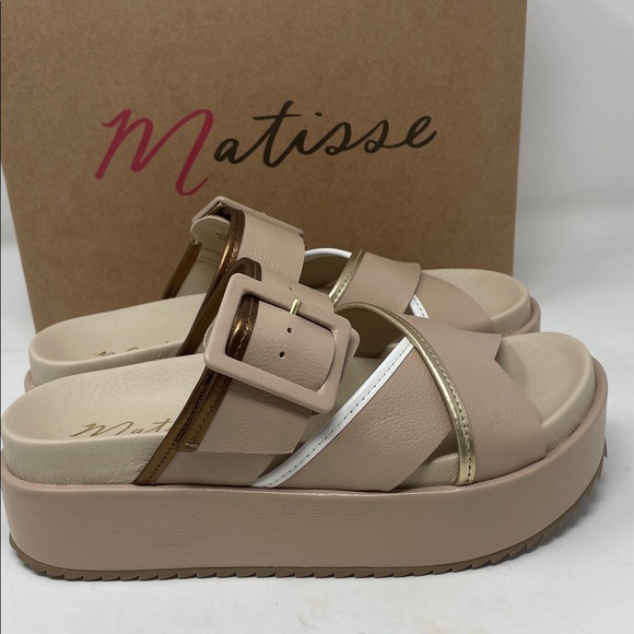 Matisse Micah Leather Beige Strappy Platform Sandals Size 8 Brand New In Box main image 7